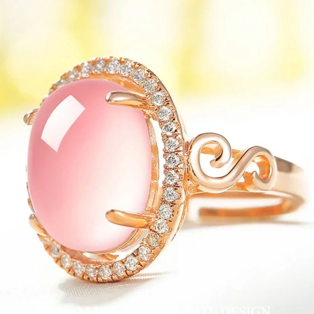 💯 NEW PINK ROSE GOLD DIAMOND 925 STERLING ADJUSTABLE RING, CUTE RING,SHINY RING - Picture 3 of 6